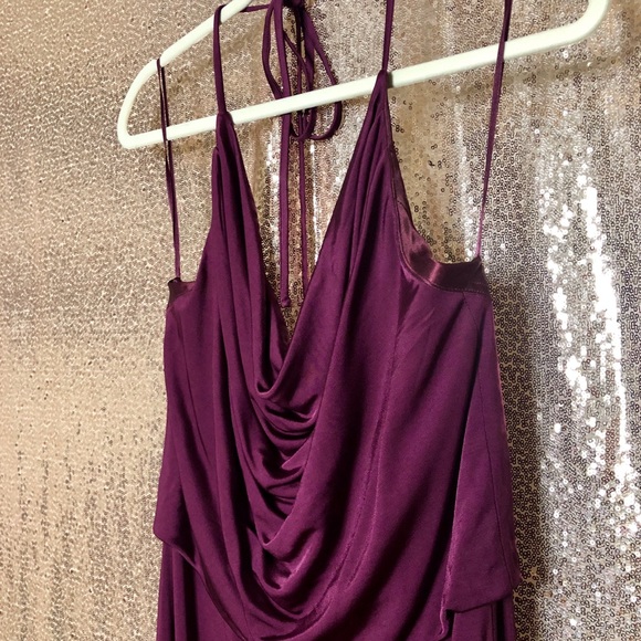 Wine Halter Semi Formal Cocktail Slip Dress - Picture 2 of 8